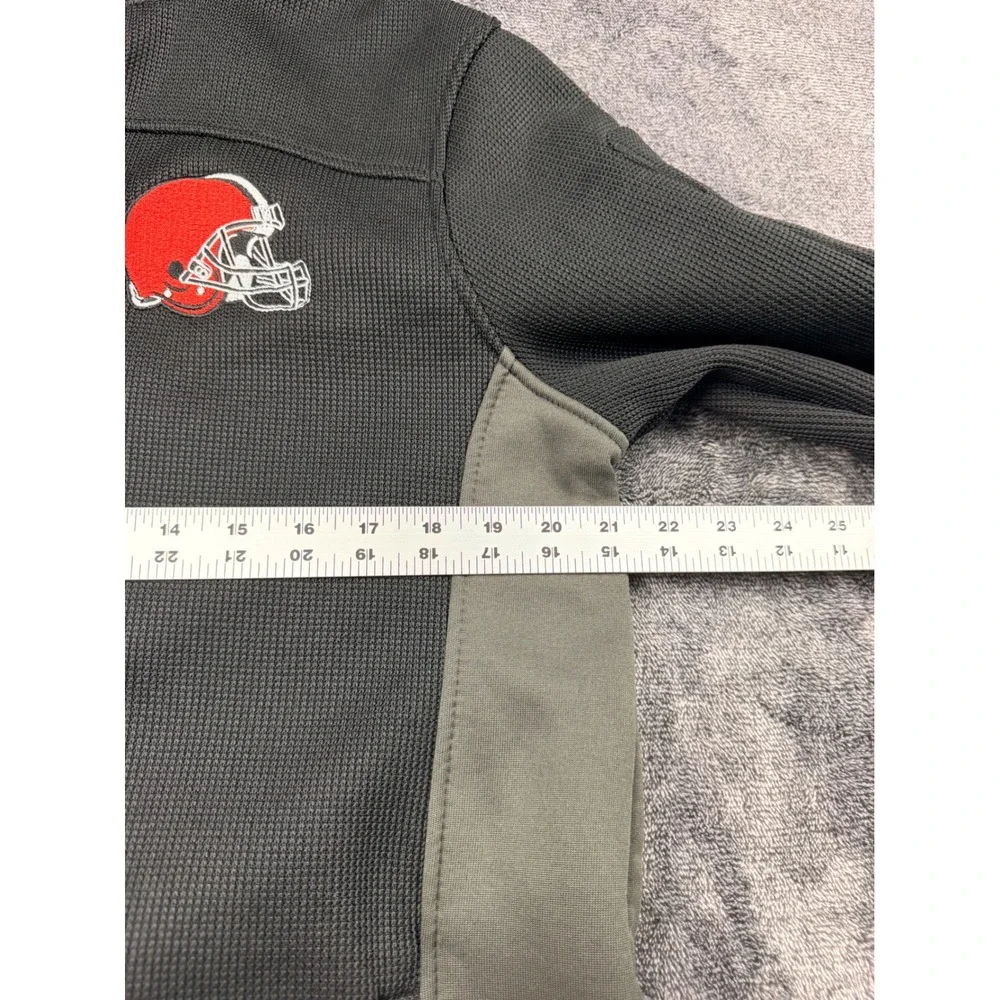 NFL Team Apparel Cleveland Browns Mens Medium Quarter Zip Fleece Pullover Gray